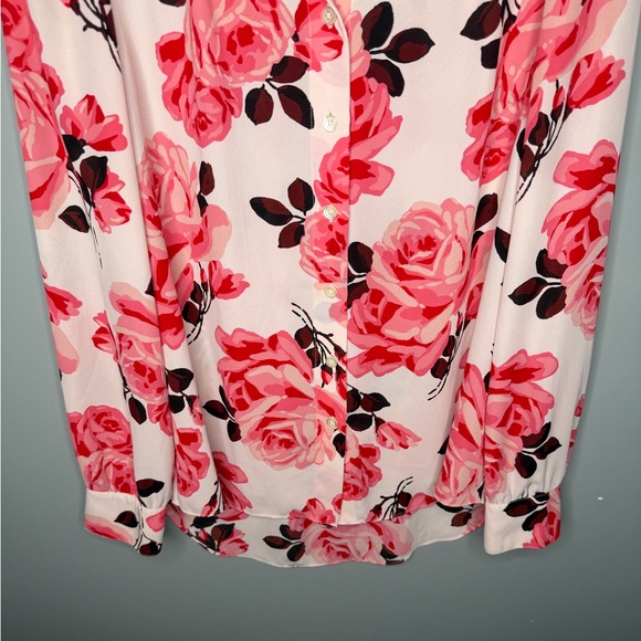 Kate Spade Pink Floral Rose Button Down Blouse - Picture 5 of 9